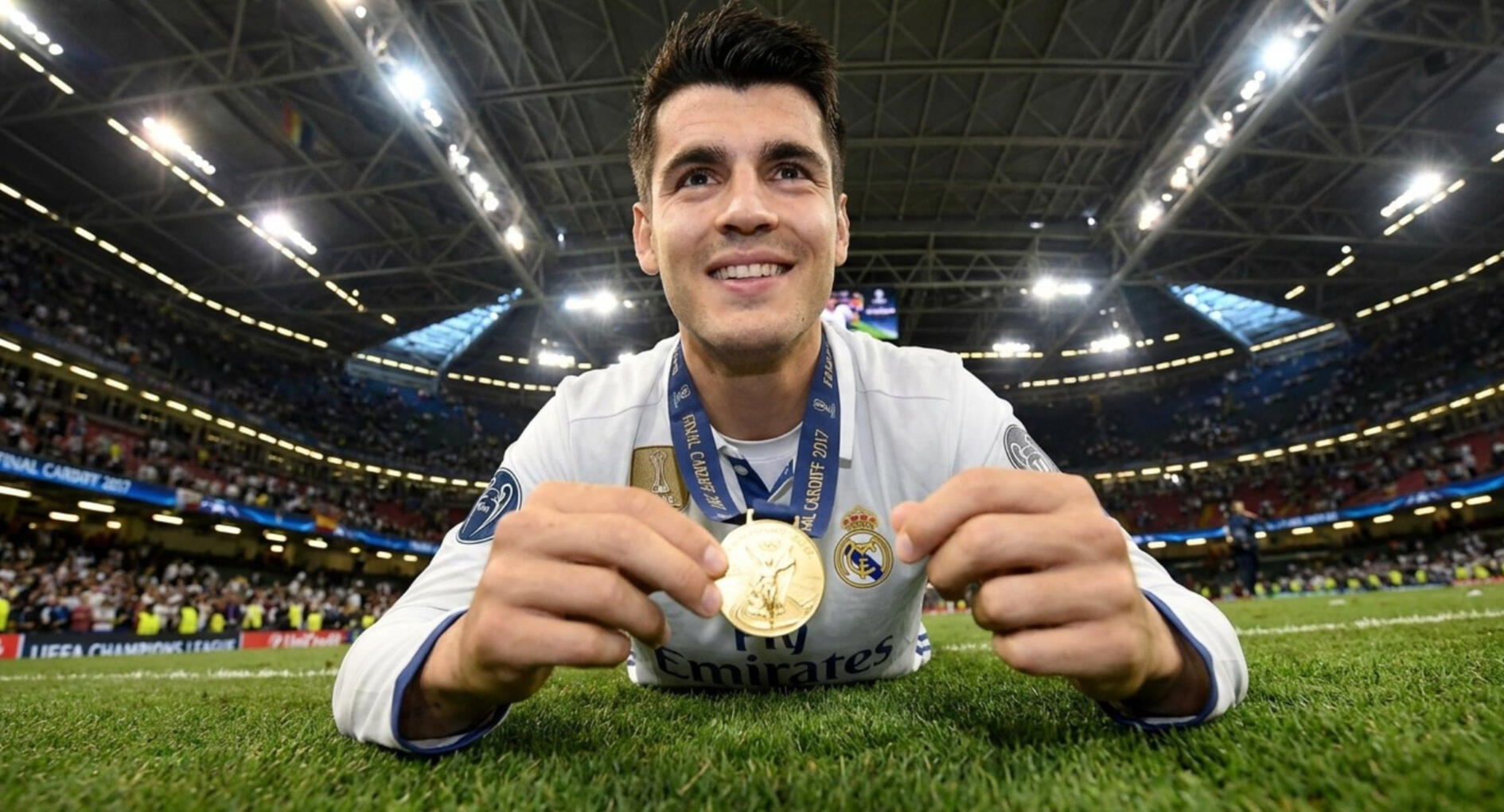 Player celebrates winning European Cup